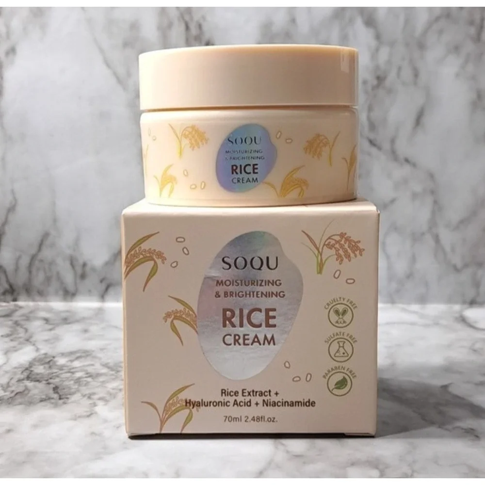 Set of 3‎ SOQU Moisturizing/Brightening RICE CREAM/SERUM /TONER